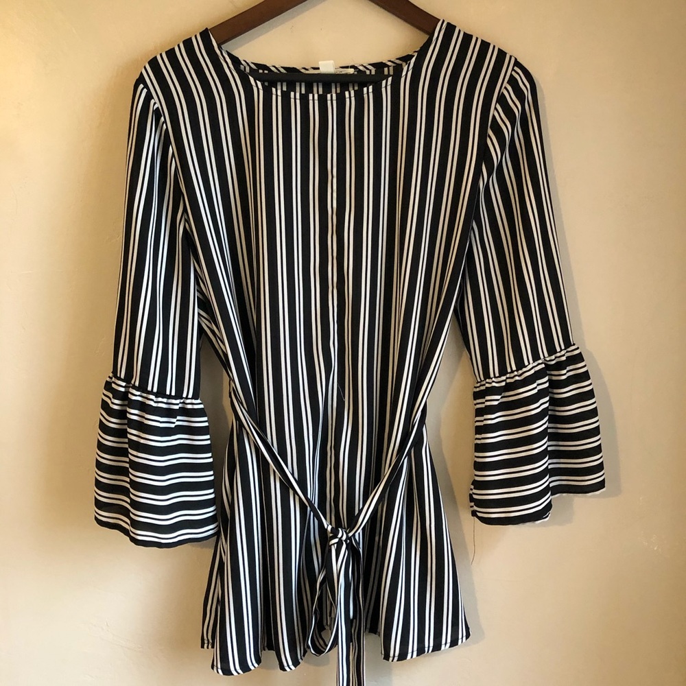 Striped Maternity Top with Tie Waist